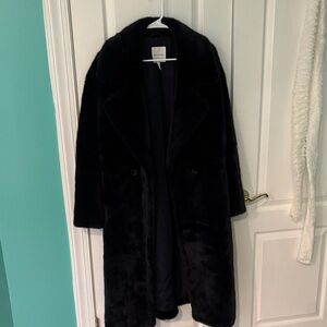 Avec Les Fills Elegant Navy Faux Fur Coat